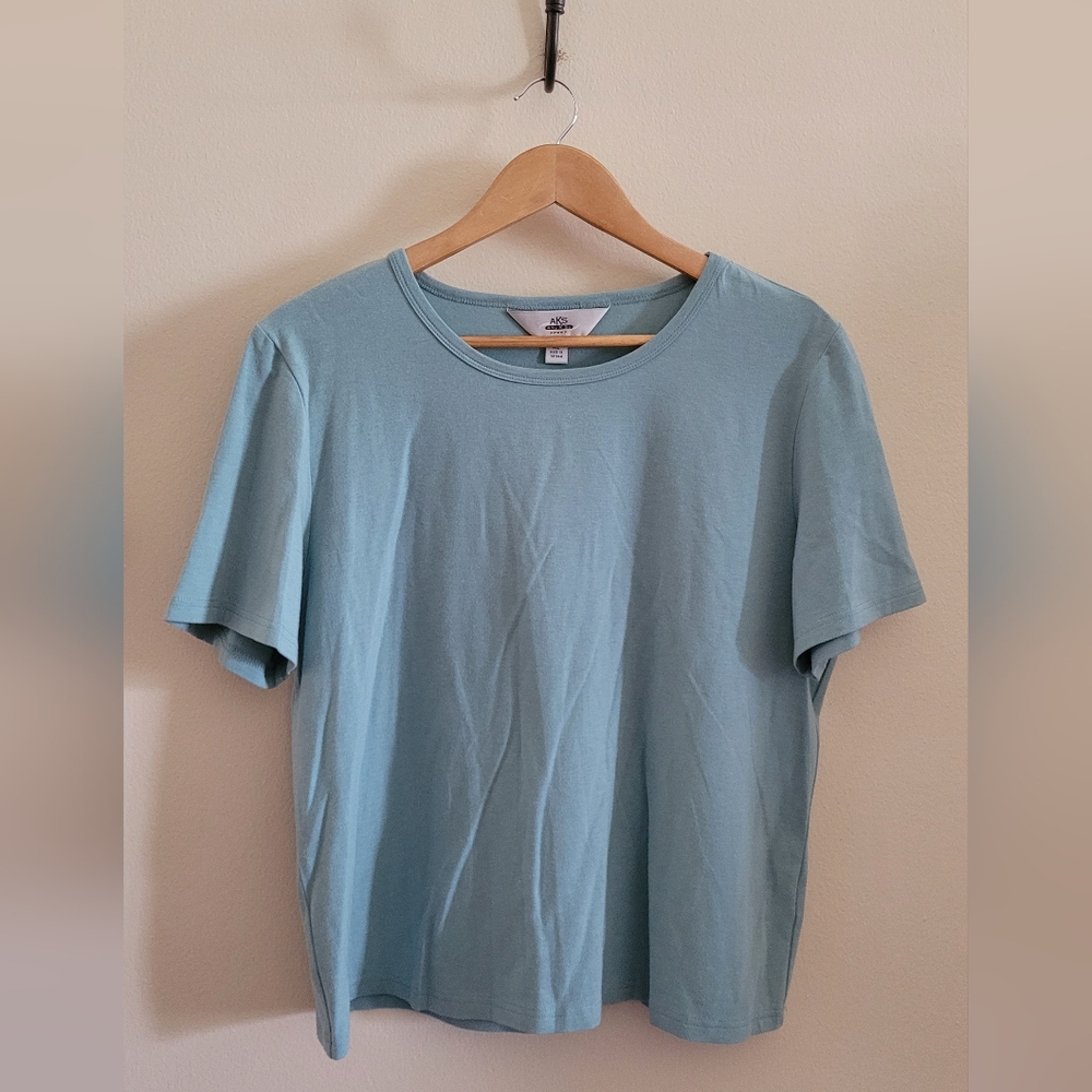 Vtg AKS Tencel Blend Crewneck tee, Women's XL, Dusty Aqua